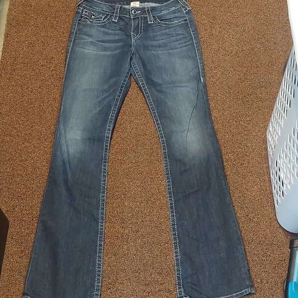 True Religion Vintage USA back flap Rhinestone Pockets Bootcut jeans 29 - Picture 11 of 11